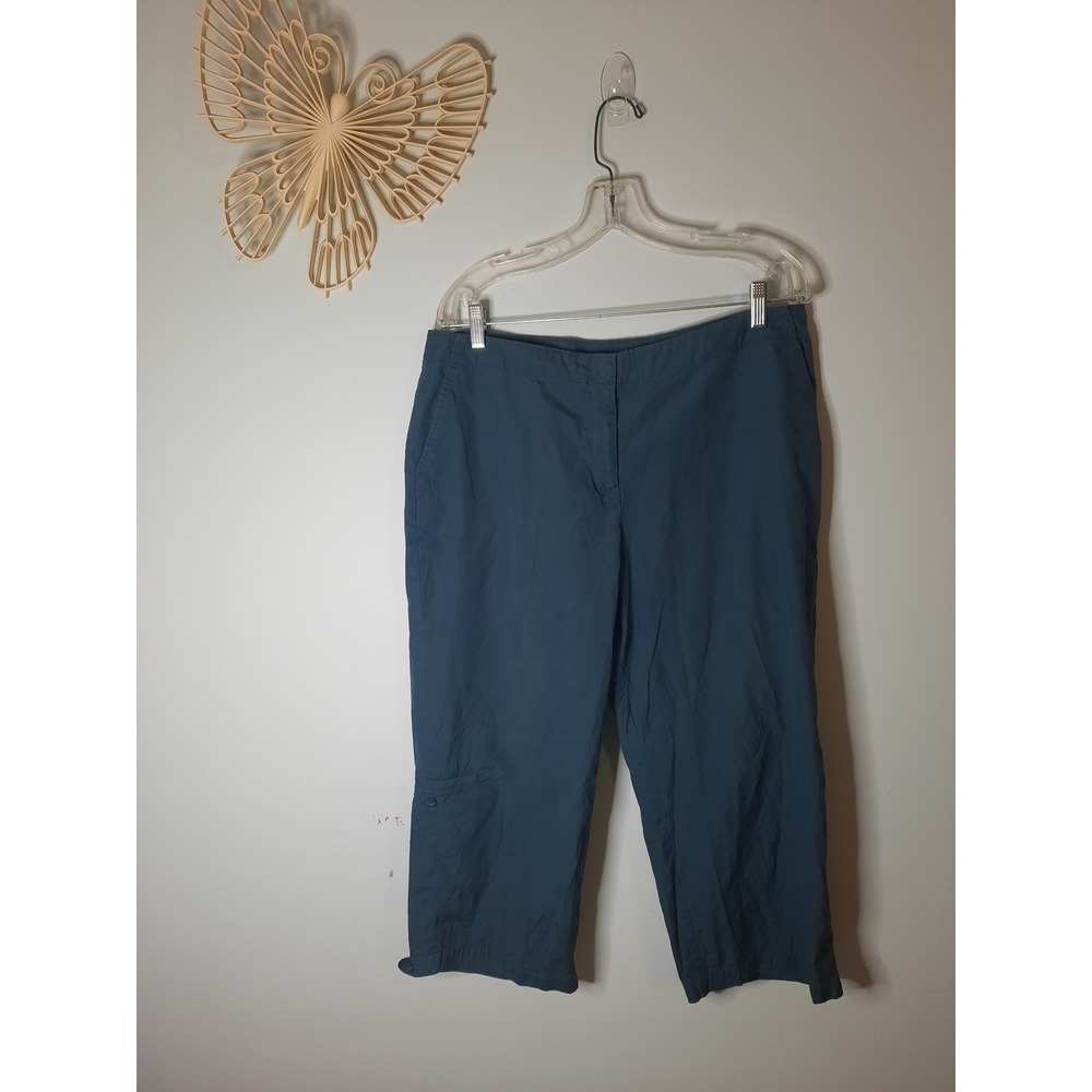 J. Jill Womens Navy Blue 100% Cotton Capri Pants Size 14 Cropped Trousers